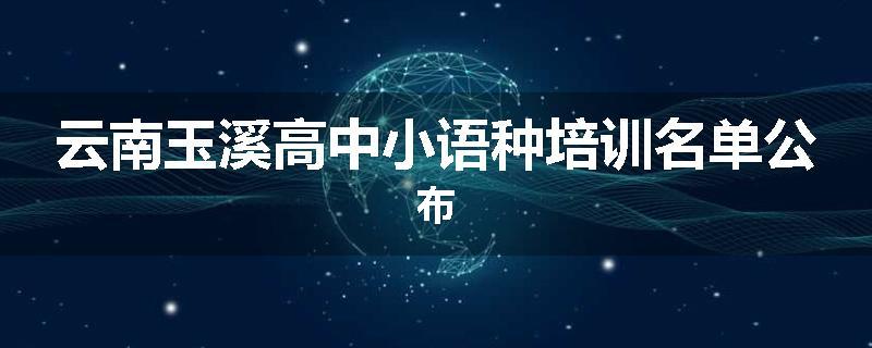 云南玉溪高中小语种培训名单公布