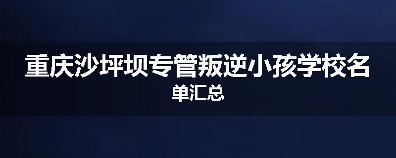 重庆沙坪坝专管叛逆小孩学校名单汇总