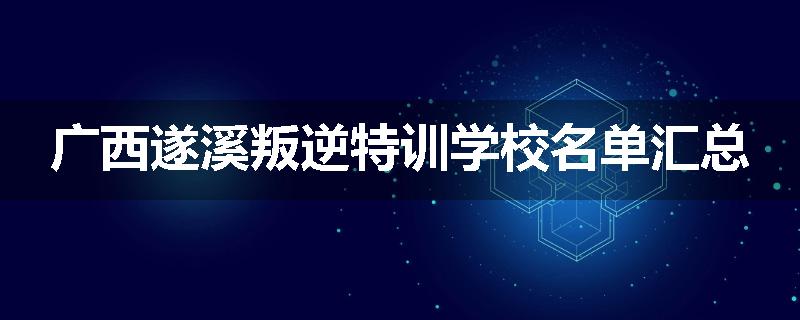 广西遂溪叛逆特训学校名单汇总