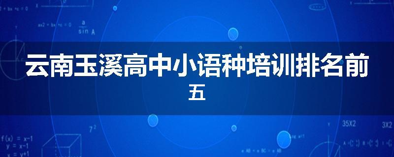 云南玉溪高中小语种培训排名前五