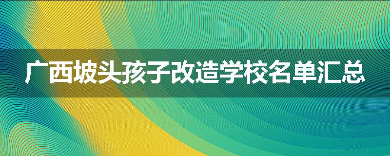 广西坡头孩子改造学校名单汇总