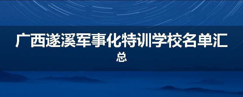 广西遂溪军事化特训学校名单汇总