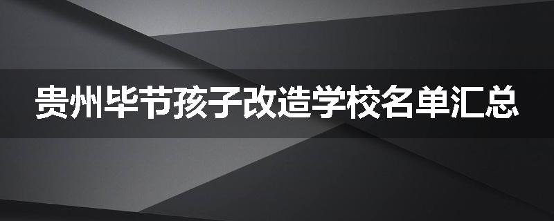 贵州毕节孩子改造学校名单汇总