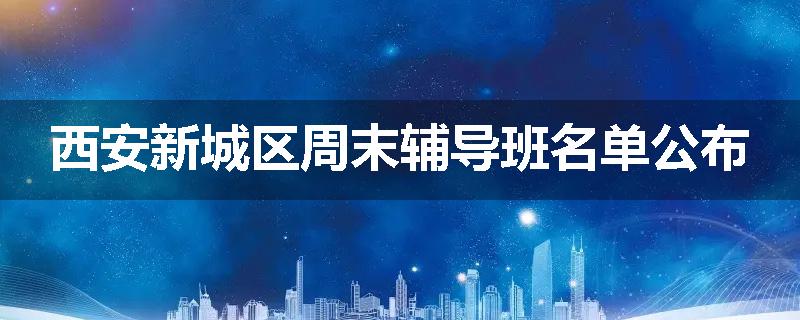 西安新城区周末辅导班名单公布