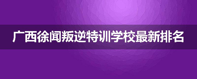 广西徐闻叛逆特训学校最新排名