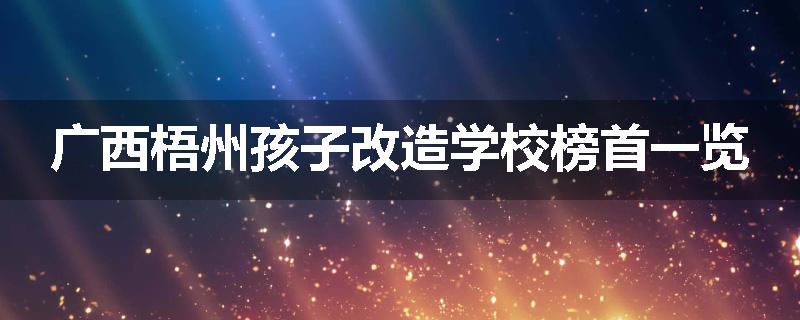 广西梧州孩子改造学校榜首一览