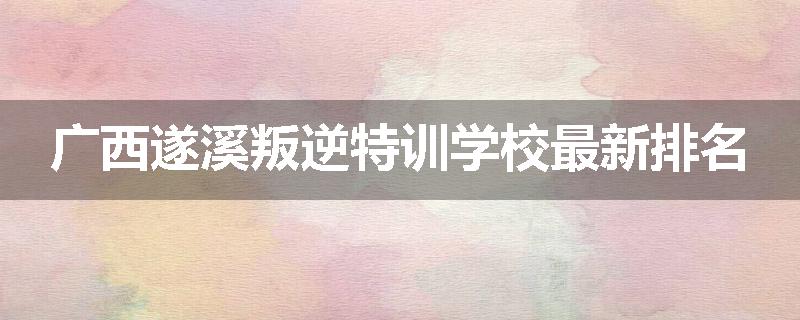 广西遂溪叛逆特训学校最新排名