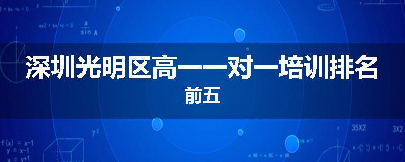 深圳光明区高一一对一培训排名前五