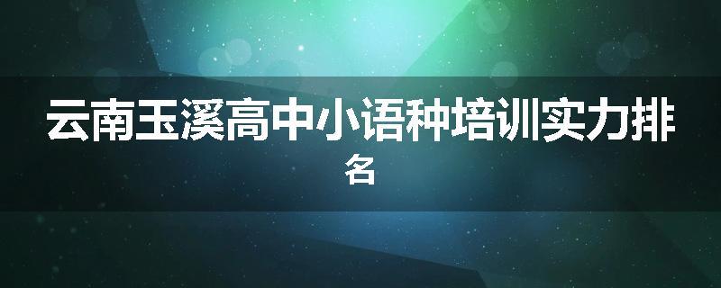 云南玉溪高中小语种培训实力排名