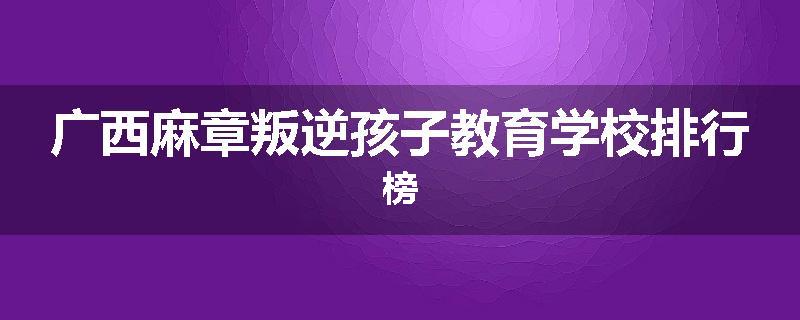 广西麻章叛逆孩子教育学校排行榜