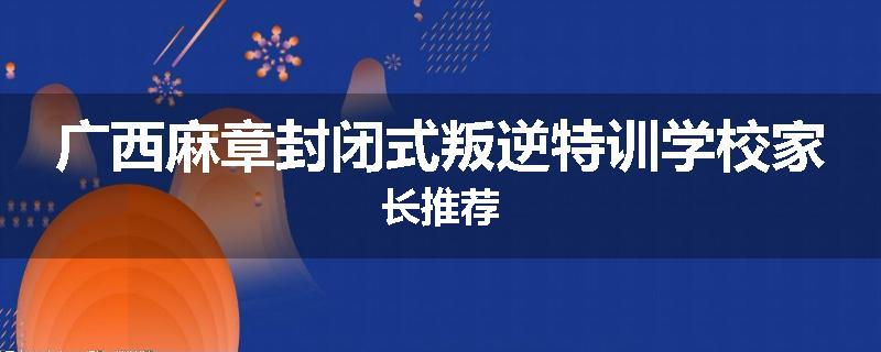 广西麻章封闭式叛逆特训学校家长推荐