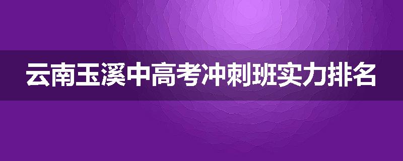 云南玉溪中高考冲刺班实力排名
