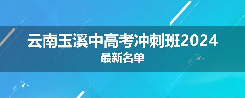 云南玉溪中高考冲刺班2024最新名单