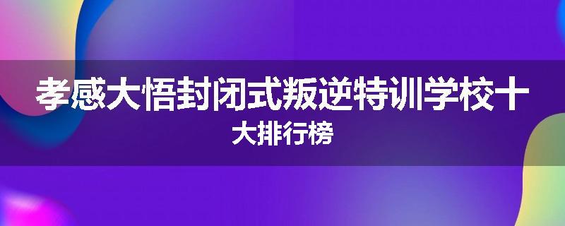 孝感大悟封闭式叛逆特训学校十大排行榜