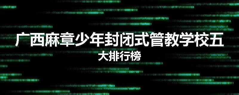 广西麻章少年封闭式管教学校五大排行榜
