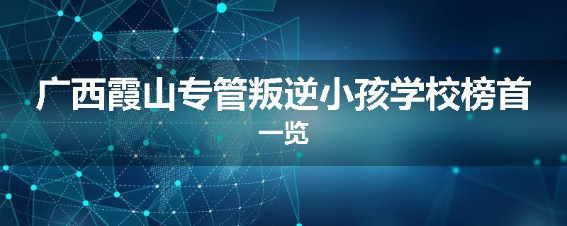 广西霞山专管叛逆小孩学校榜首一览