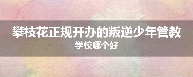 攀枝花正规开办的叛逆少年管教学校哪个好