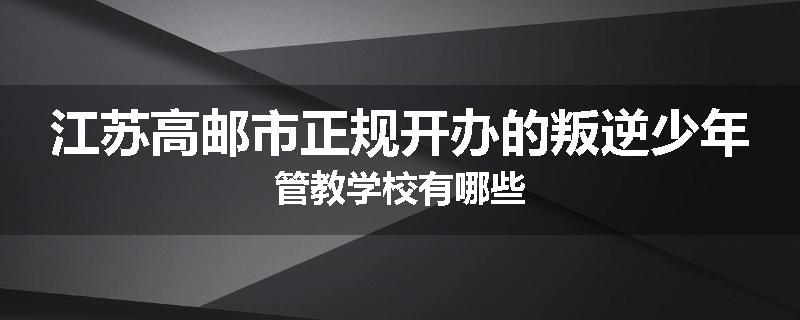 江苏高邮市正规开办的叛逆少年管教学校有哪些