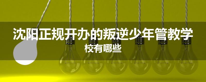 沈阳正规开办的叛逆少年管教学校有哪些