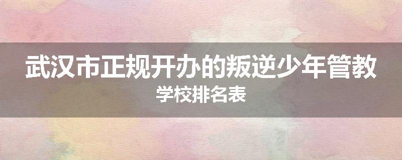 武汉市正规开办的叛逆少年管教学校排名表