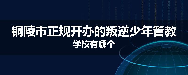 铜陵市正规开办的叛逆少年管教学校有哪个