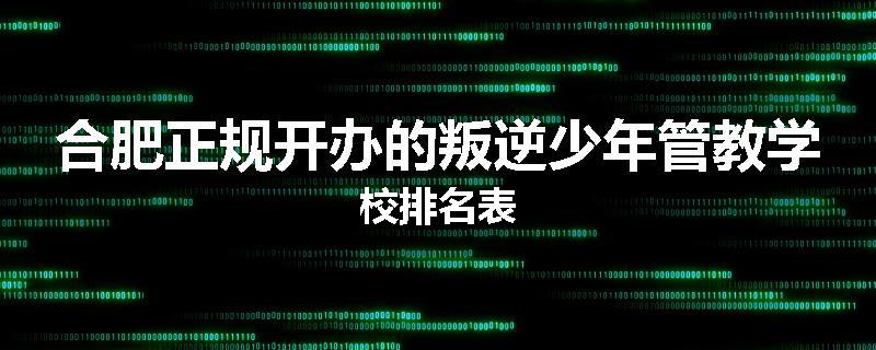 合肥正规开办的叛逆少年管教学校排名表