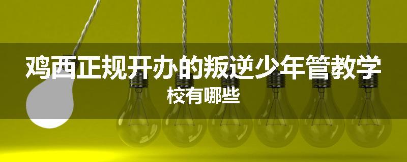 鸡西正规开办的叛逆少年管教学校有哪些
