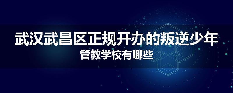 武汉武昌区正规开办的叛逆少年管教学校有哪些