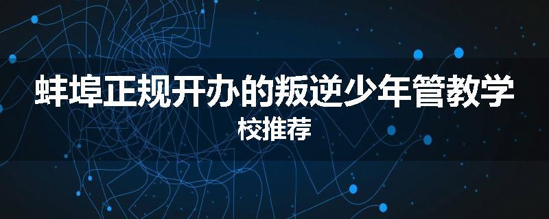 蚌埠正规开办的叛逆少年管教学校推荐