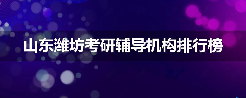 山东潍坊考研辅导机构排行榜