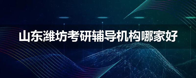 山东潍坊考研辅导机构哪家好