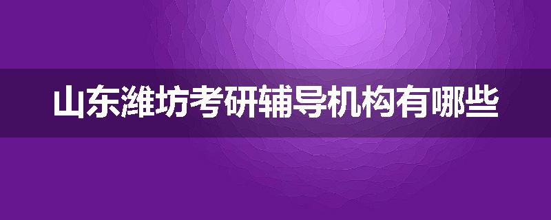 山东潍坊考研辅导机构有哪些