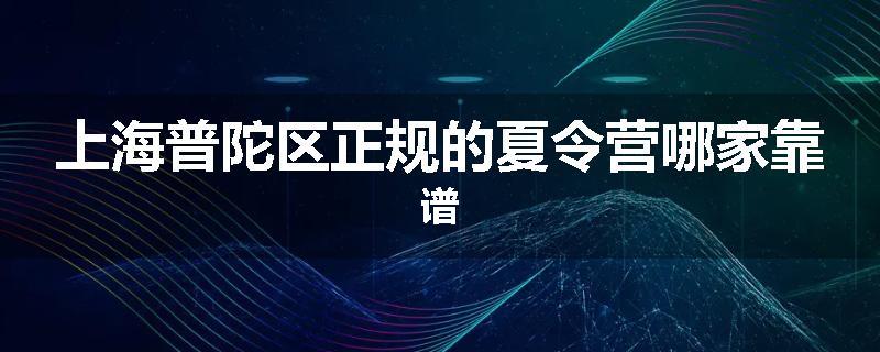 上海普陀区正规的夏令营哪家靠谱