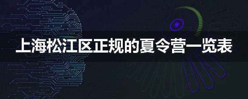 上海松江区正规的夏令营一览表