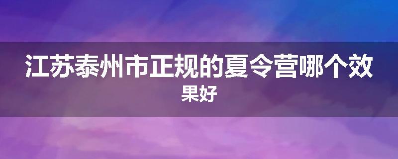 江苏泰州市正规的夏令营哪个效果好