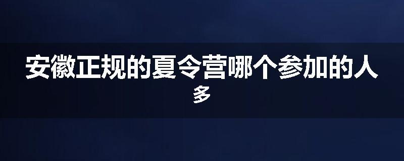 安徽正规的夏令营哪个参加的人多