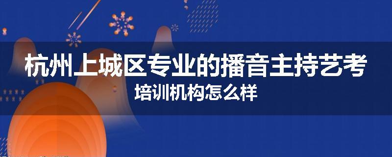 杭州上城区专业的播音主持艺考培训机构怎么样