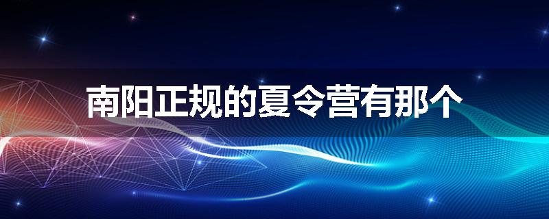 南阳正规的夏令营有那个