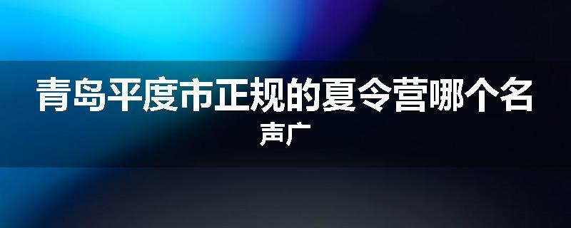 青岛平度市正规的夏令营哪个名声广