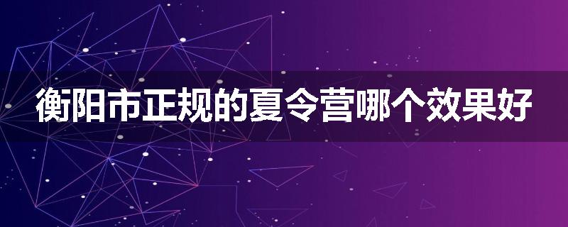 衡阳市正规的夏令营哪个效果好