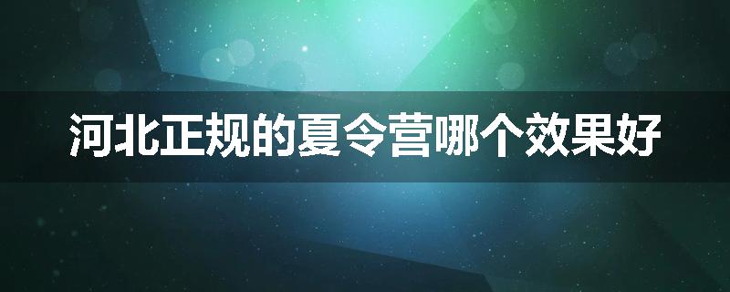 河北正规的夏令营哪个效果好