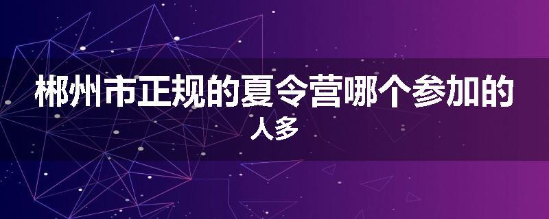 郴州市正规的夏令营哪个参加的人多