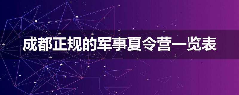 成都正规的军事夏令营一览表