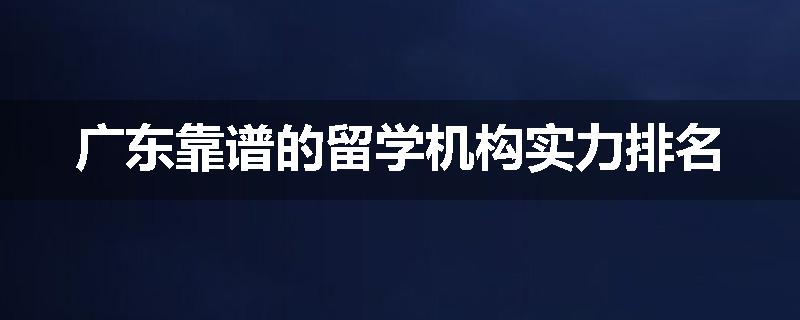 广东靠谱的留学机构实力排名