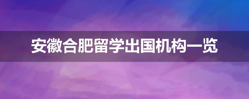 安徽合肥留学出国机构一览