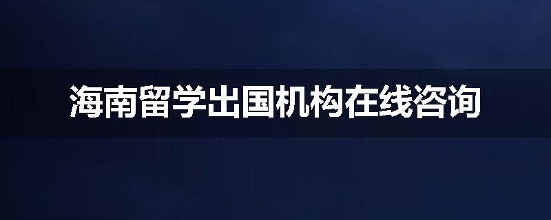 海南留学出国机构在线咨询