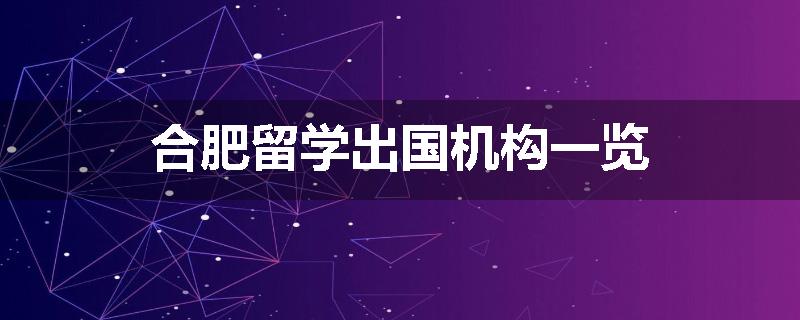 合肥留学出国机构一览