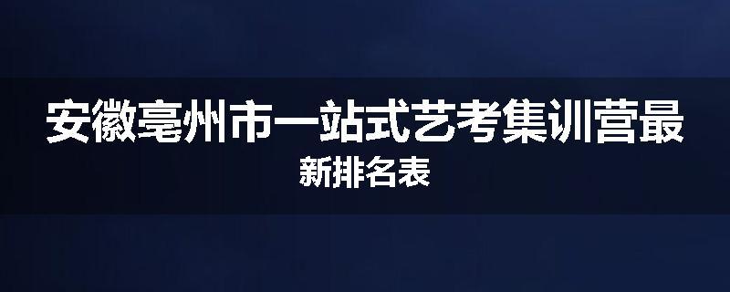 安徽亳州市一站式艺考集训营最新排名表