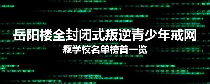 岳阳楼全封闭式叛逆青少年戒网瘾学校名单榜首一览
