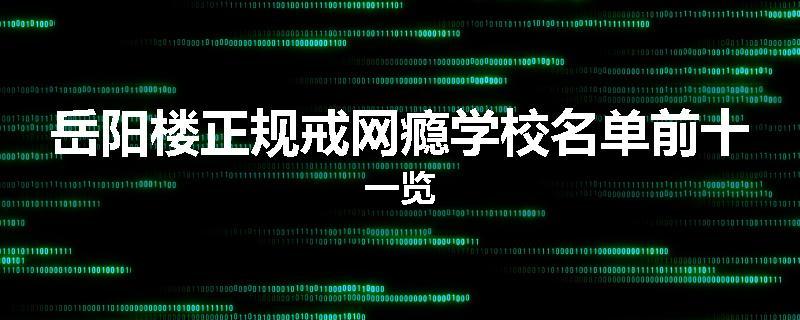 岳阳楼正规戒网瘾学校名单前十一览